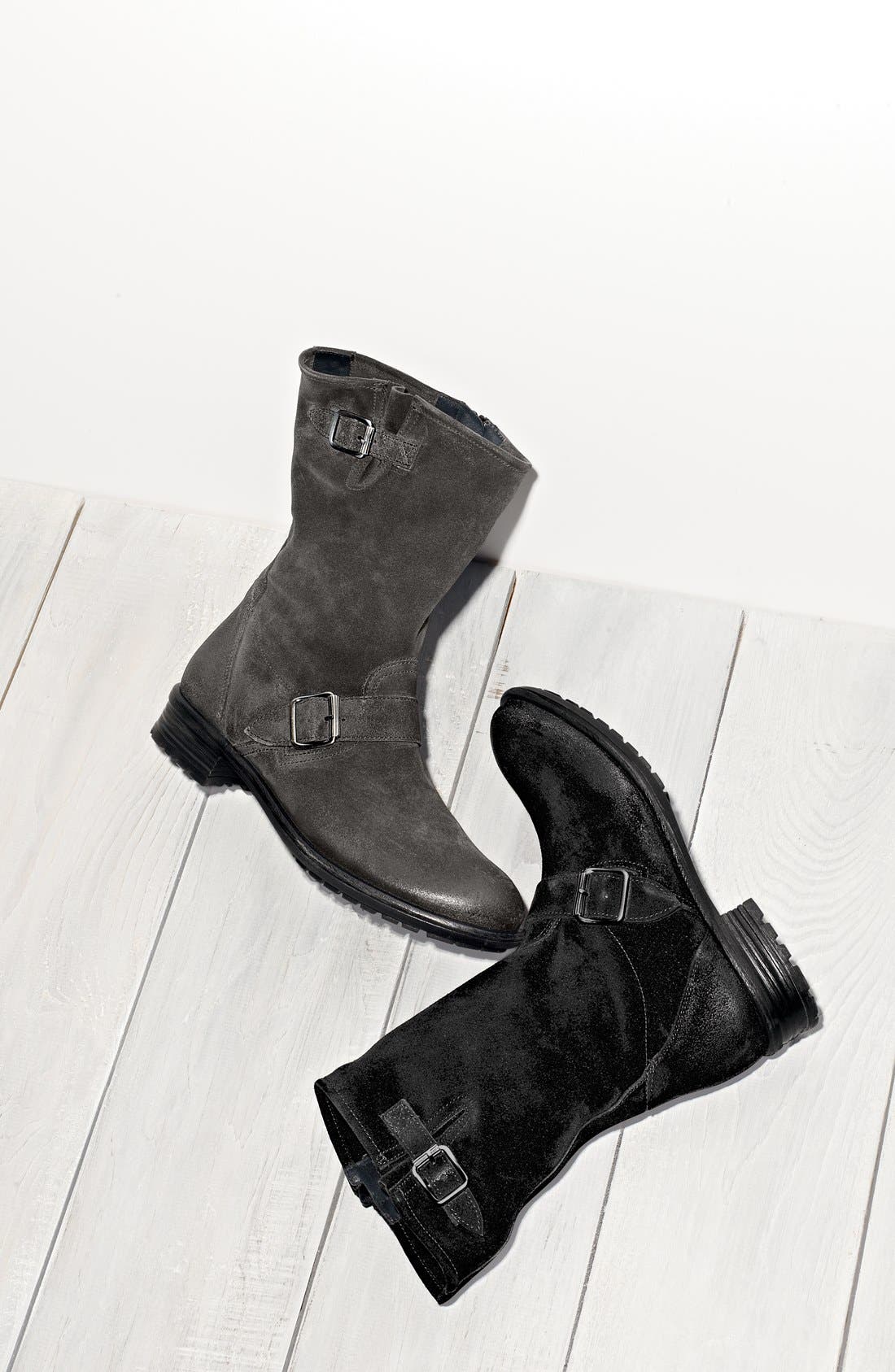 'Adison' Biker Boot, Alternate, color, BLACK SUEDE