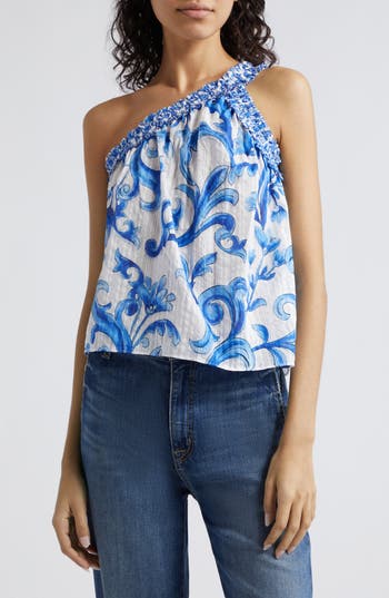 Ramy Brook Florence Print One-shoulder Top