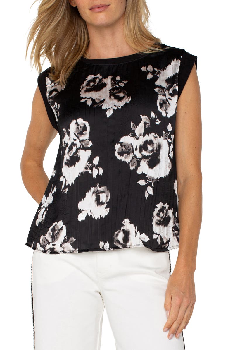 Liverpool Los Angeles Floral Mixed Media Sleeveless Top, Main, color, 