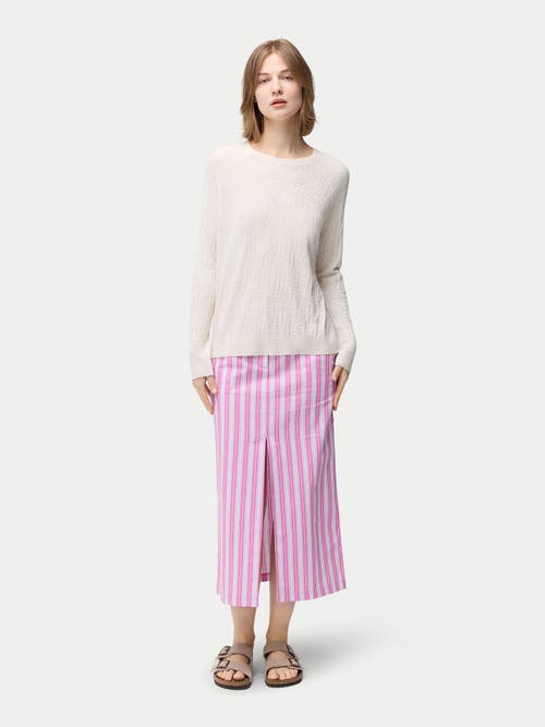 Gobi Mongolian Cashmere Silk Cashmere Textured Sweater In Whisper White