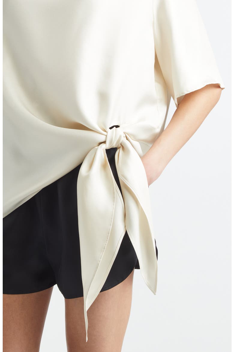 Mano Knotted Hem Silk Top, Alternate, color, IVORY