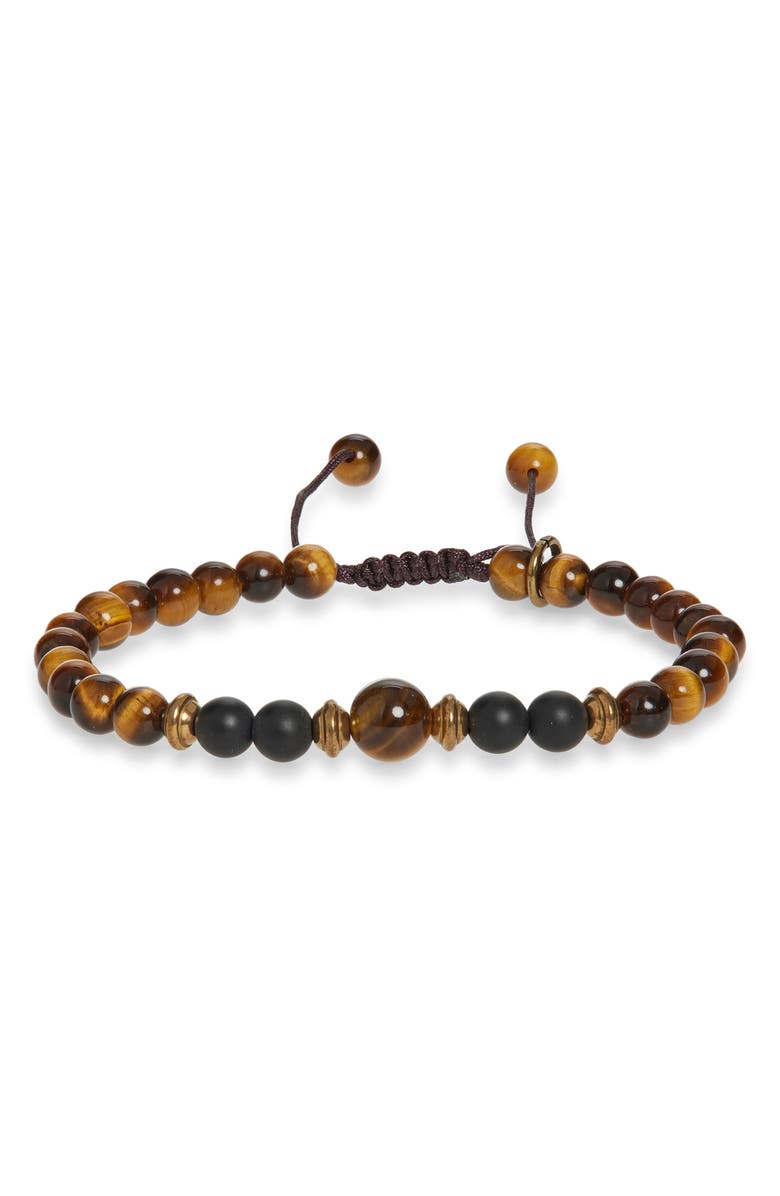 Caputo & Co. Men's Mantra Semiprecious Stone Bracelet, Alternate, color, Yellow Tiger Eye
