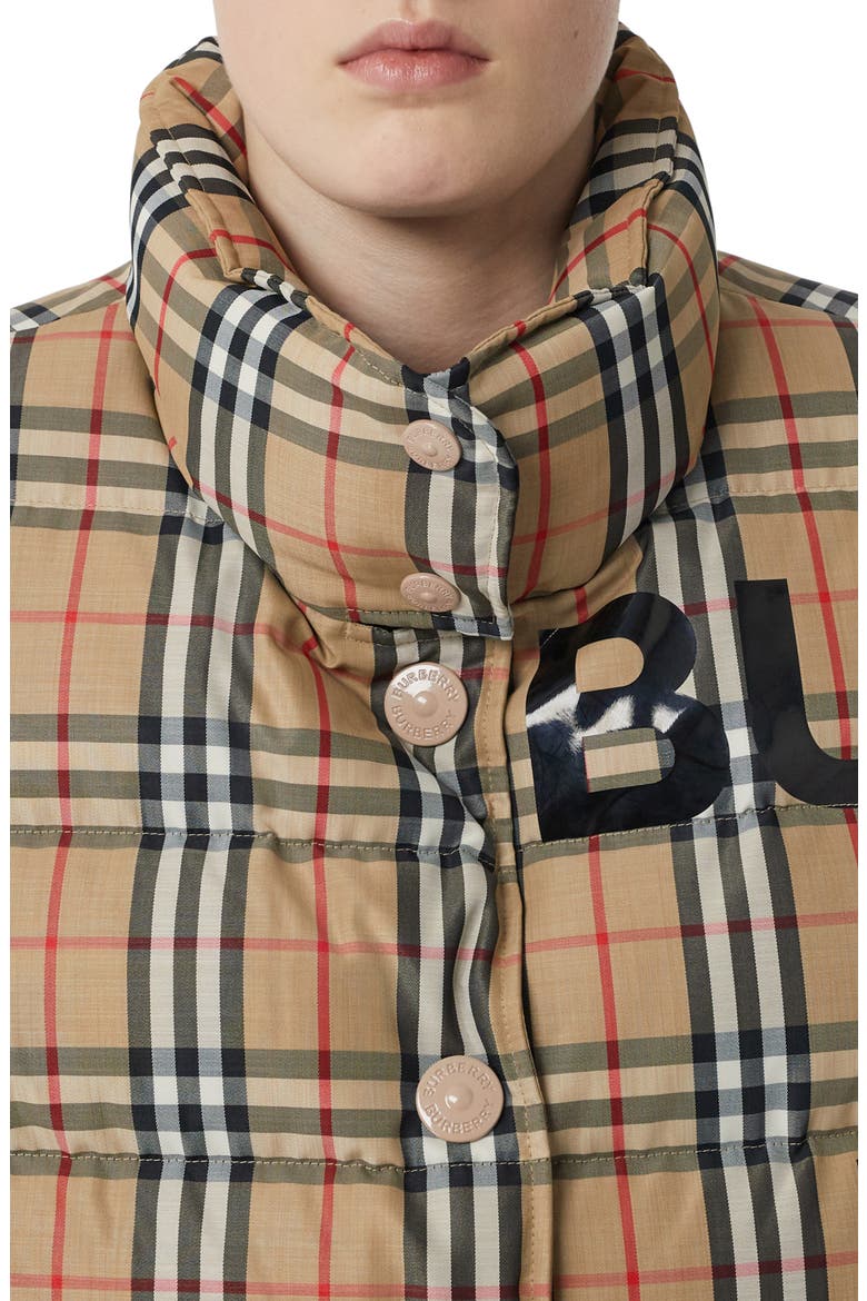 Sterling Horseferry Print Vintage Check Down Puffer Vest, Alternate, color, ARCHIVE BEIGE IP CHK