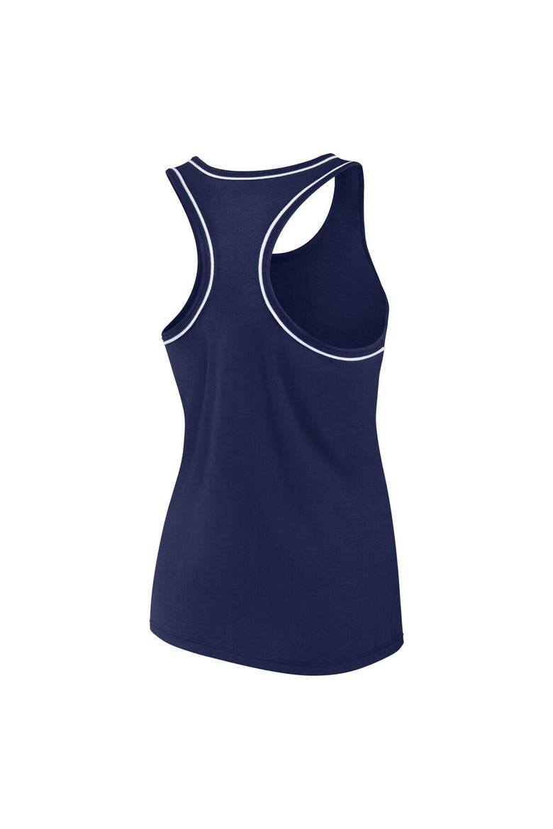 Women's Fanatics Branded Navy New England Patriots Wordmark Logo Racerback Scoop Neck Tank Top, Alternate, color, Navy