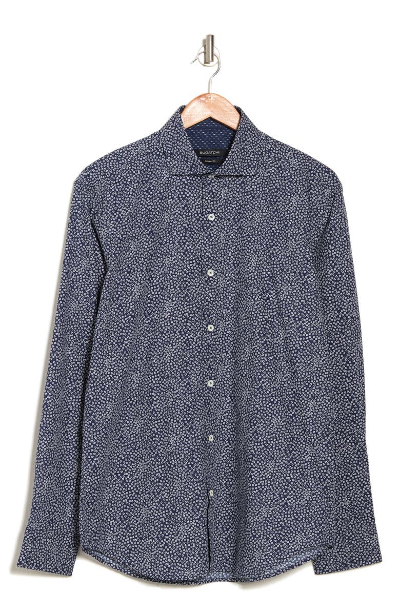 Bugatchi Shaped Fit Long Sleeve Heart Print Button-Up Shirt, Alternate, color, 