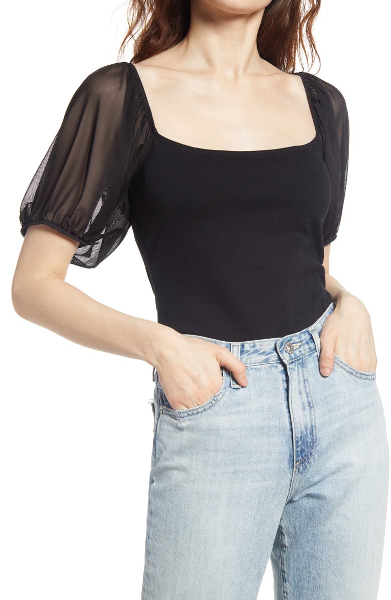 Free People Convertible Puff Sleeve Top, Main, color,