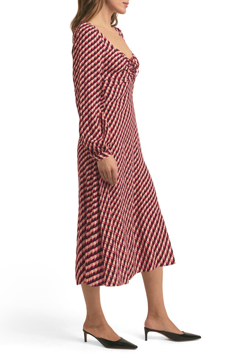 Favorite Daughter The Vineyard Geo Print Long Sleeve Midi Dress, Alternate, color, Retro Rouge Hounds