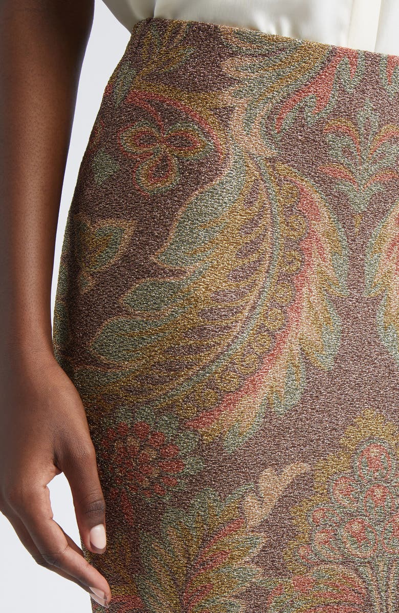 Etro Paisley Jersey Midi Pencil Skirt, Alternate, color, Printed Black Base
