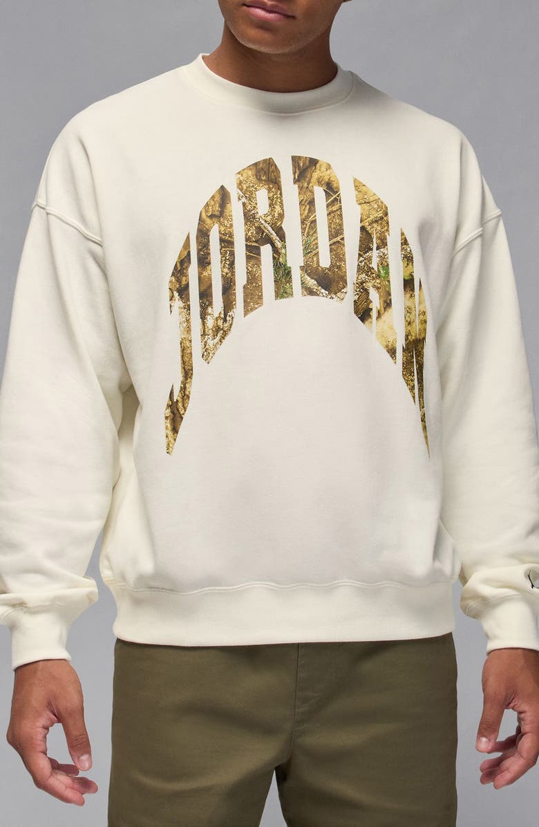 Jordan x Realtree Oversize Graphic Crewneck Sweatshirt, Main, color, Sail/ Black