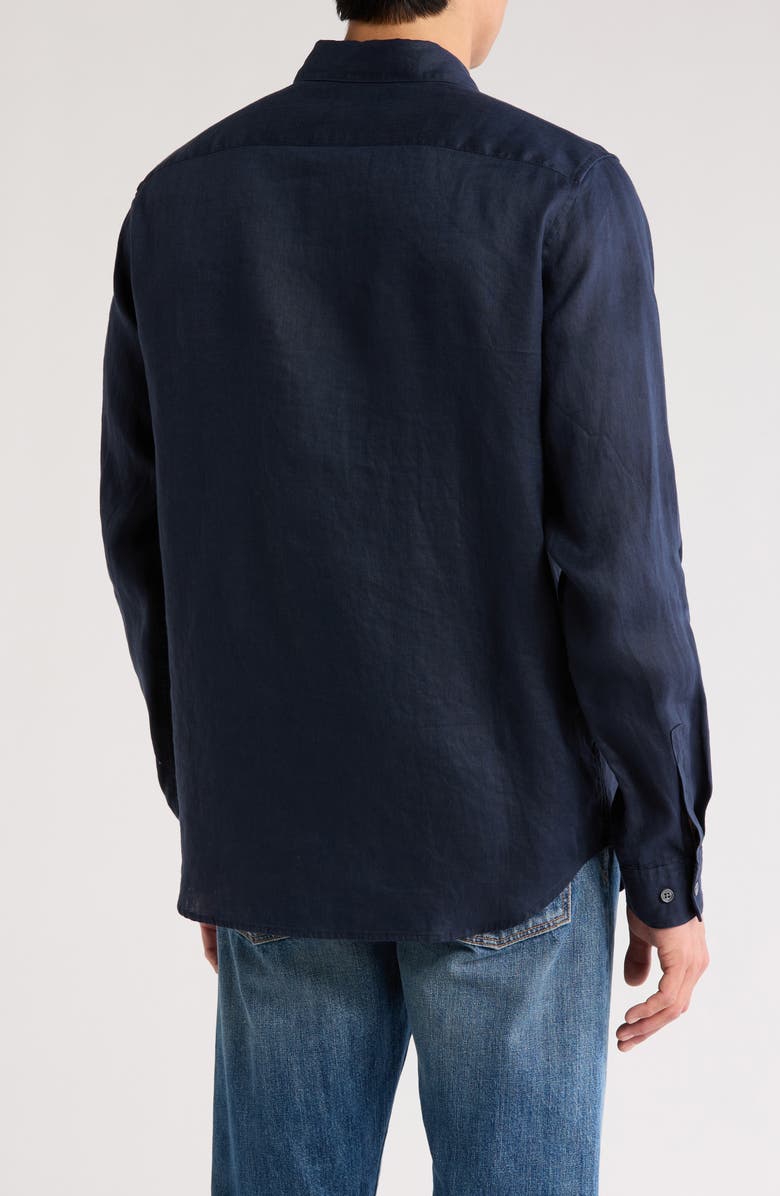 Theory Irving Linen Button-Up Shirt, Alternate, color, Baltic