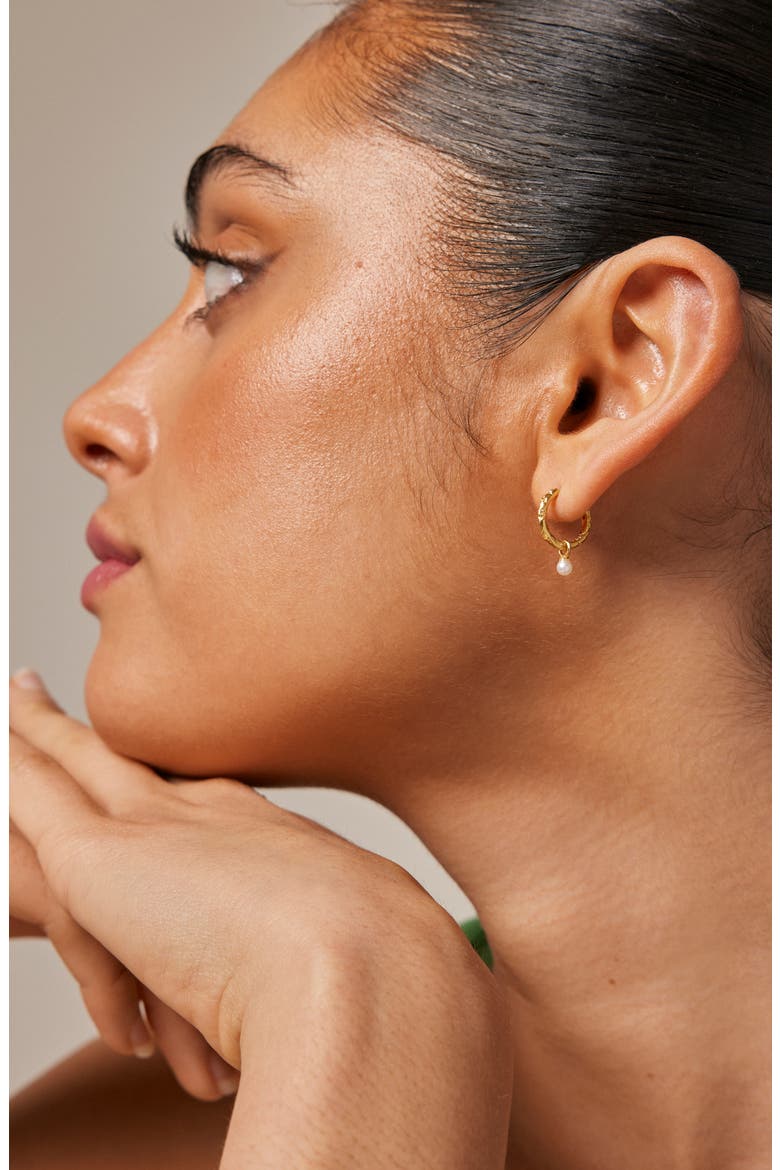 Belle Pearl Hoops, Alternate, color, Pearl