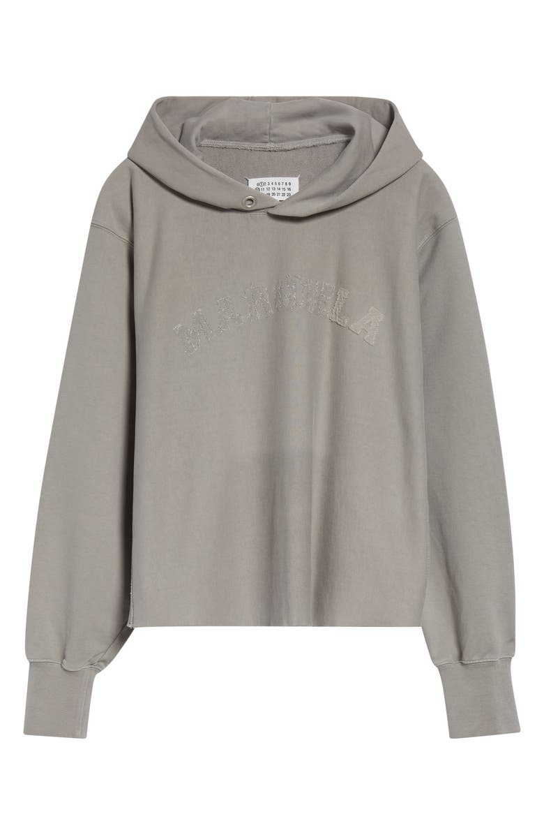 Maison Margiela Décortiqué Logo Raw Cut French Terry Hoodie, Alternate, color, Dove