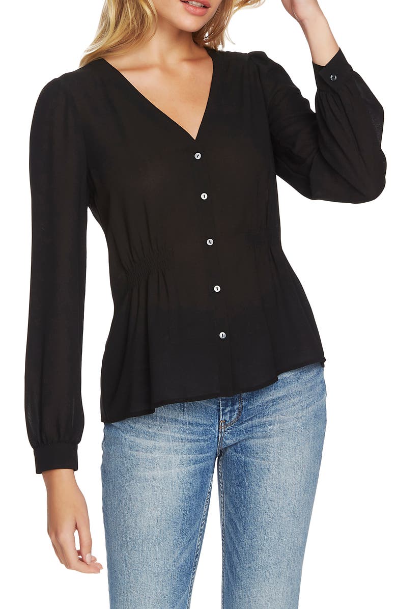 1.STATE Cinched Waist Button Front Blouse, Main, color,