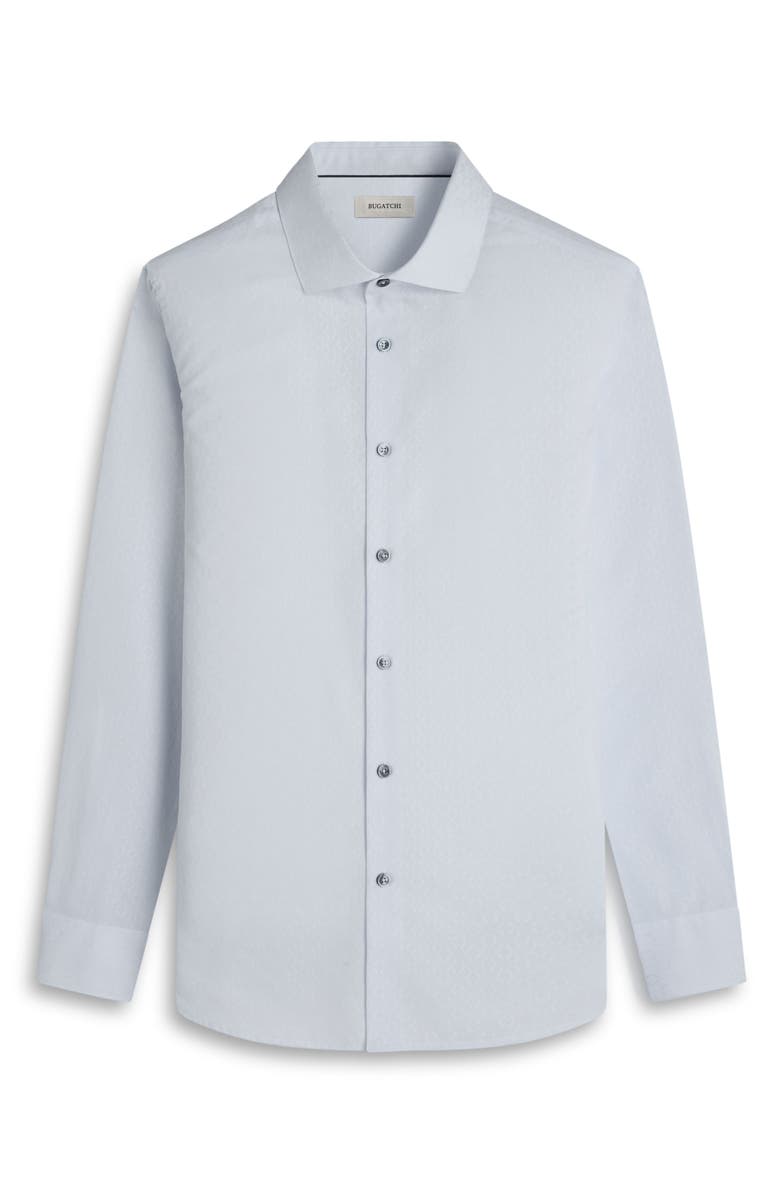 Bugatchi Axel Shaped Fit Diamond Jacquard Stretch Button-Up Shirt, Alternate, color, Salt