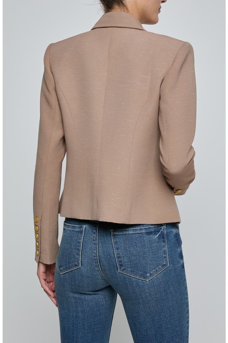 Brooke Texture Double Breasted Crop Blazer, Alternate, color, PORTABELLA/MLT FLORAL TAPESTRY