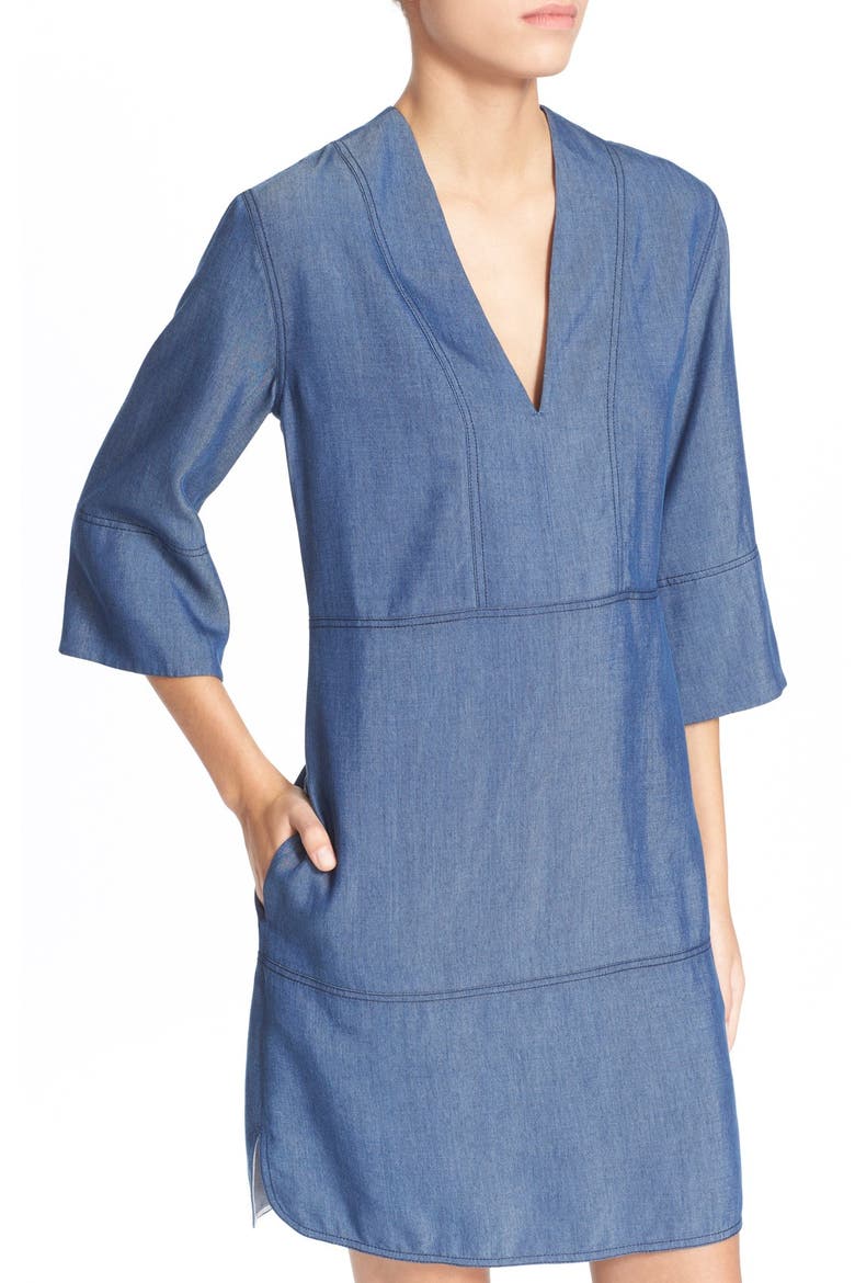 Chambray Shift Dress, Alternate, color, DARK CHAMBRAY