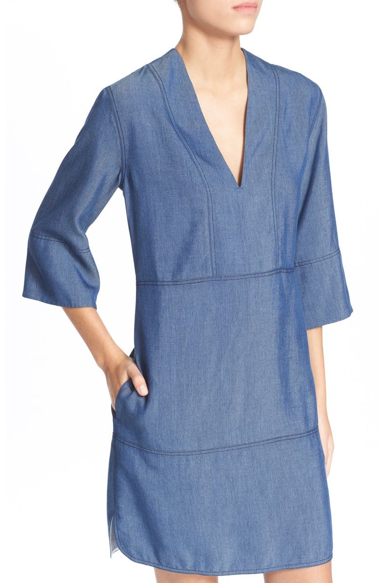 Vince Chambray Shift Dress, Alternate, color,