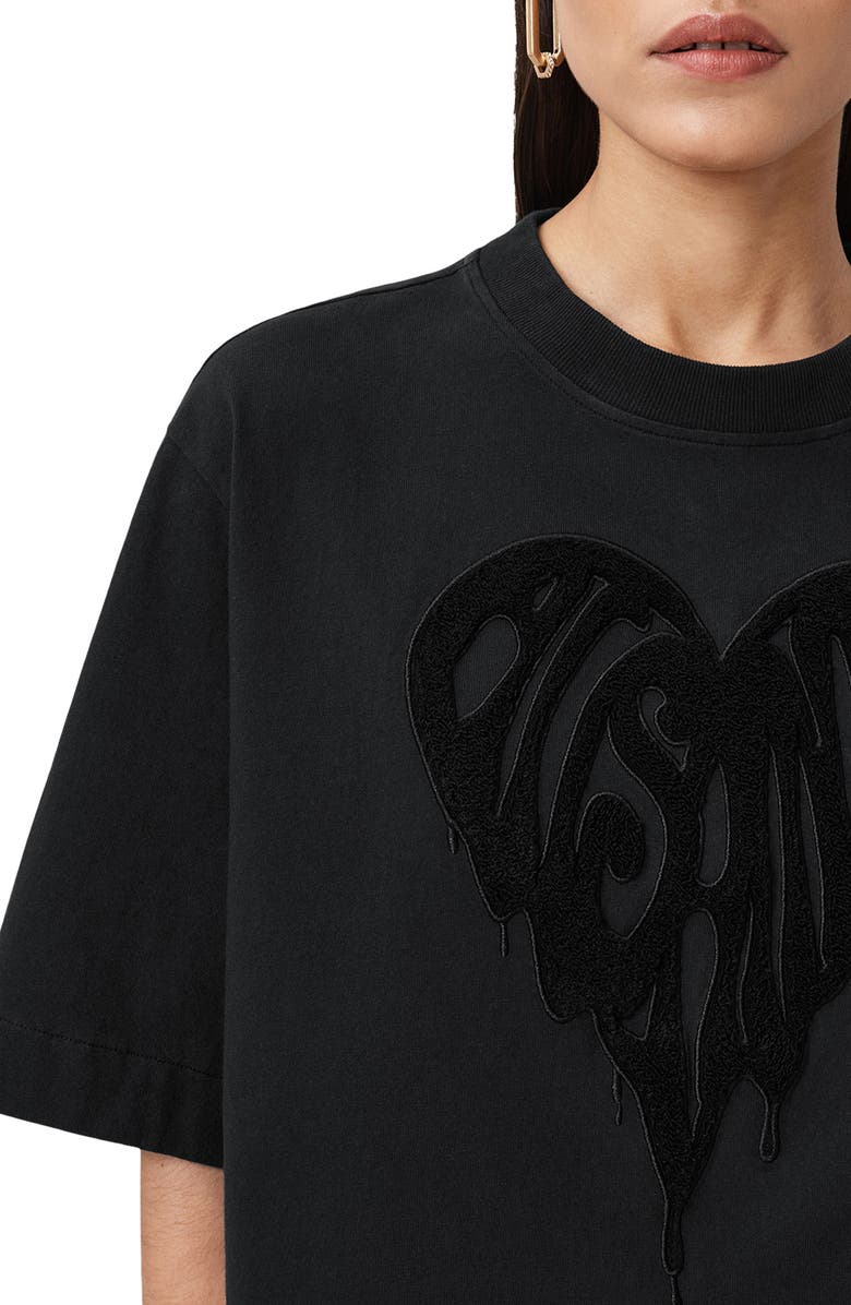 AllSaints Trip Etta Oversize Crop Cotton T-Shirt, Alternate, color,