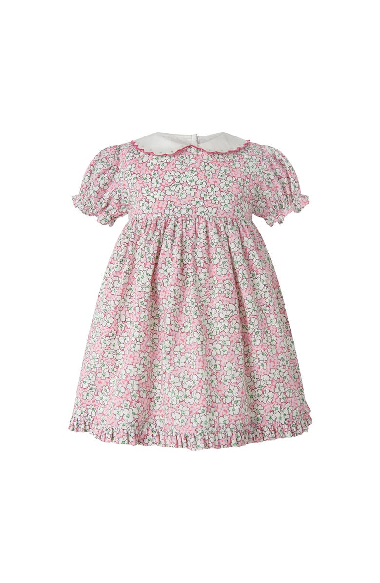 Rachel Riley Scalloped Collar Floral Dress and Bloomers, Main, color, Pink