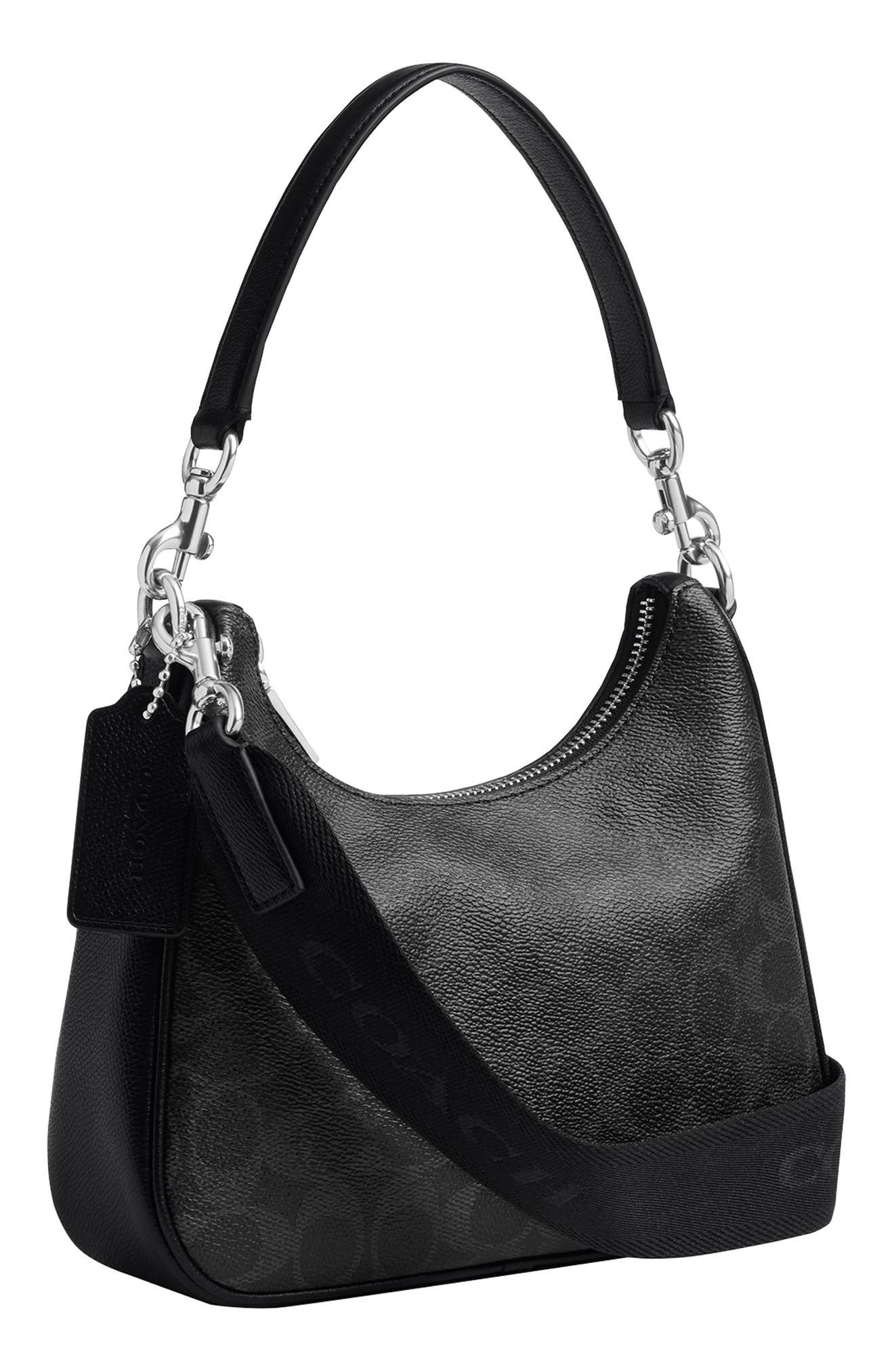 COACH Nolo Coated Canvas Hobo Bag, Alternate, color, Black Signature