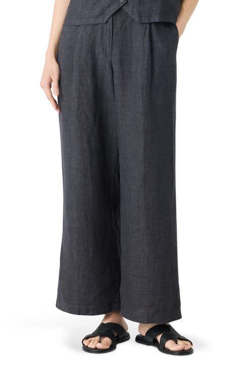 Organic Linen Ankle Wide Leg Pants (Petite)