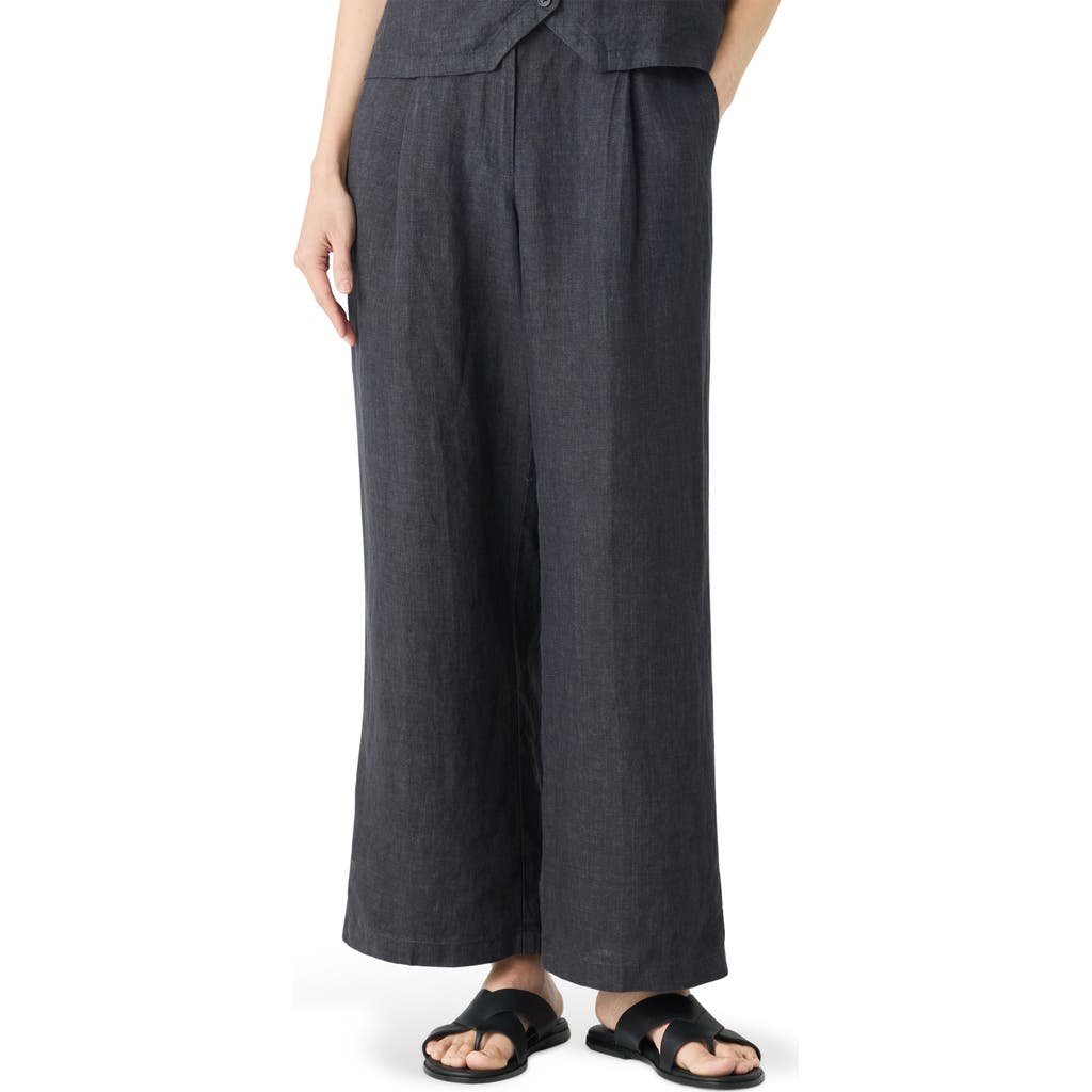 EILEEN FISHER EILEEN FISHER ORGANIC LINEN ANKLE WIDE LEG PANTS