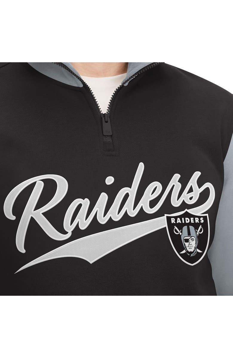 Tommy Hilfiger Men's Tommy Hilfiger Black/Silver Las Vegas Raiders Aiden Quarter-Zip Sweatshirt, Alternate, color, Black
