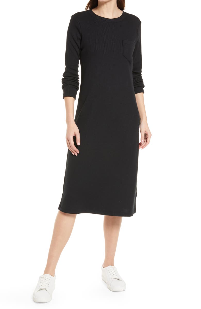 Madewell Long Sleeve Pocket Tee Dress, Alternate, color, 