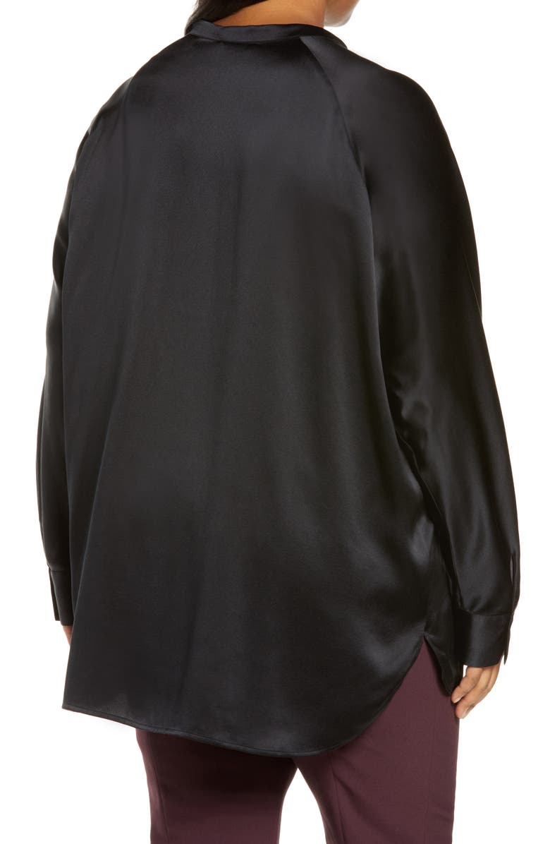 Vince Band Collar Silk Tunic Blouse, Alternate, color, Black