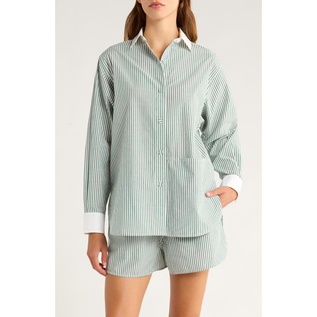 Lunya Airy Cotton & Silk Curve Hem Short Pajamas In Green
