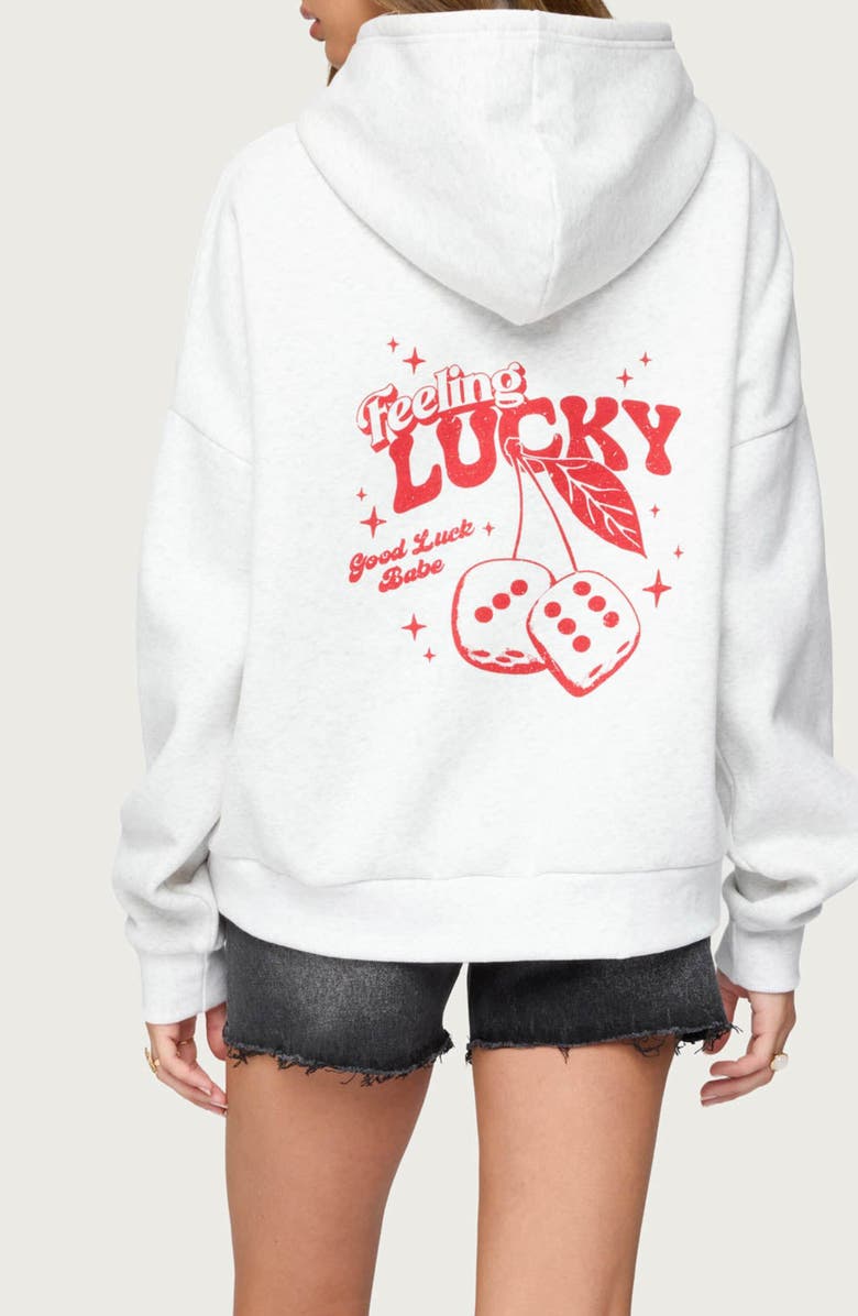 EDIKTED Feeling Lucky Oversize Hoodie, Alternate, color, Gray-Melange
