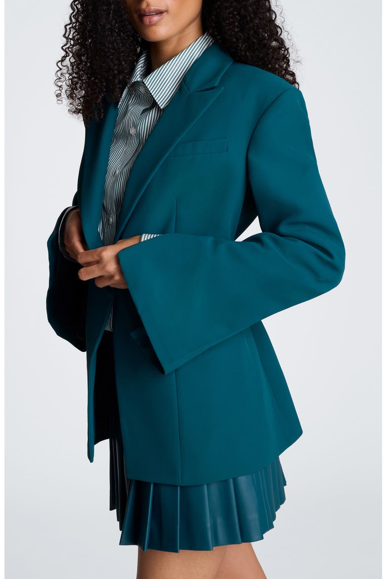 Slim One-Button Blazer, Alternate, color, TEAL DUSK