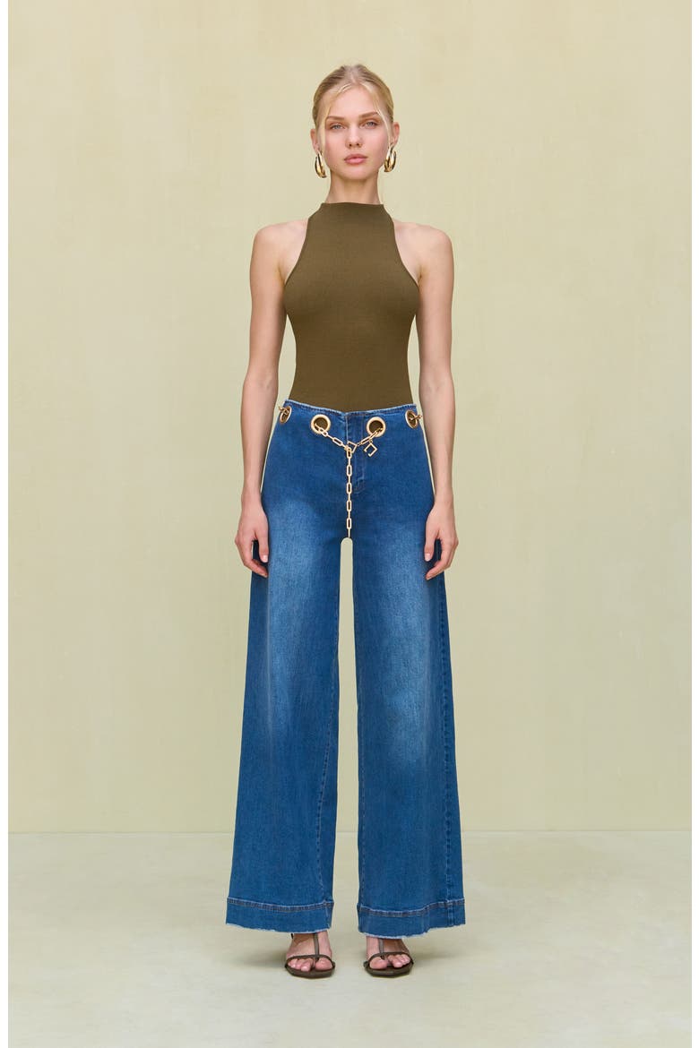 Sydney Belted Grommet Wide Leg Pants, Alternate, color, RINSE WASH