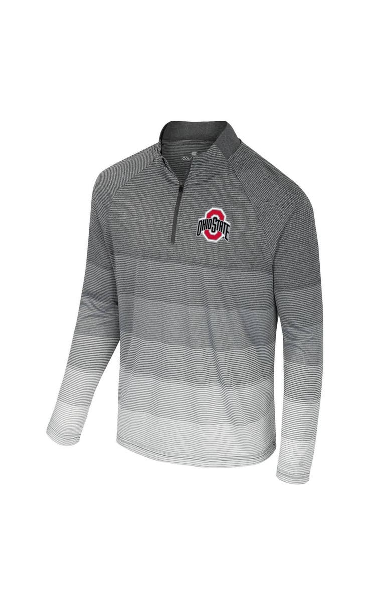 COLOSSEUM Men's Colosseum Gray Ohio State Buckeyes AI Striped Mesh Quarter-Zip Raglan Windshirt, Alternate, color, Gray