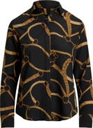Lauren Ralph Lauren Belting Print Classic Fit Crepe Button-Up Shirt