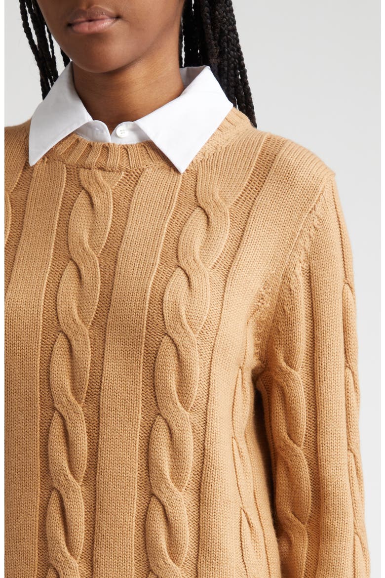Aldrin Mixed Media Long Sleeve Sweater Dress, Alternate, color, CAMEL/ WHITE