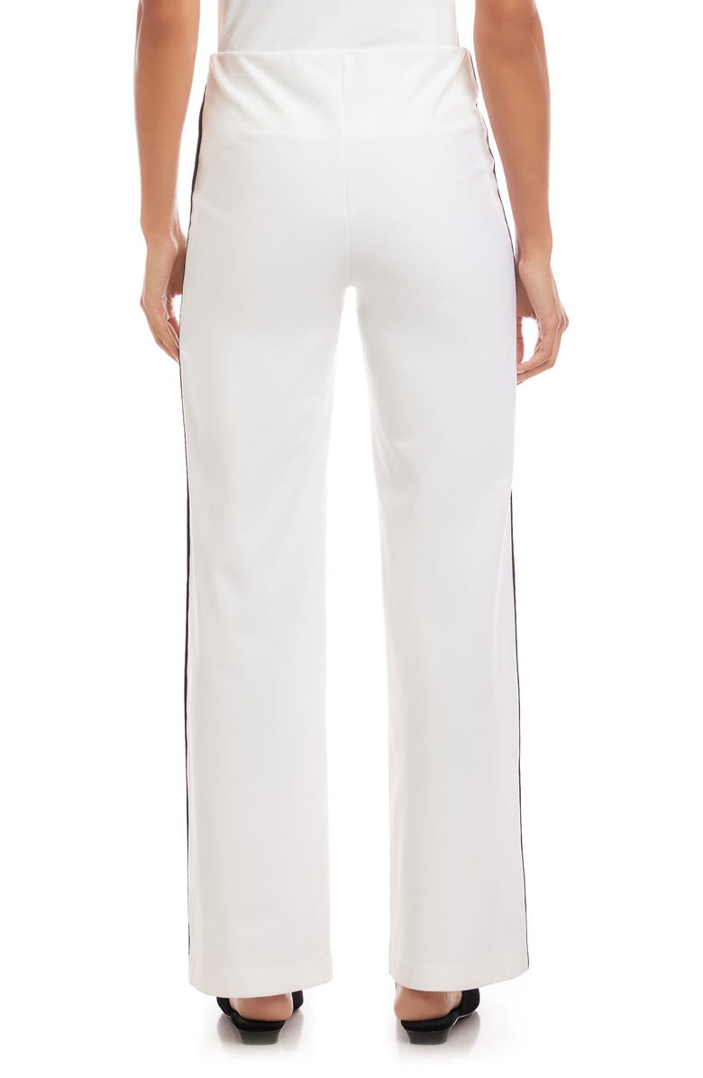 Karen Kane Contrast Piped Wide Leg Pants, Alternate, color, Off White
