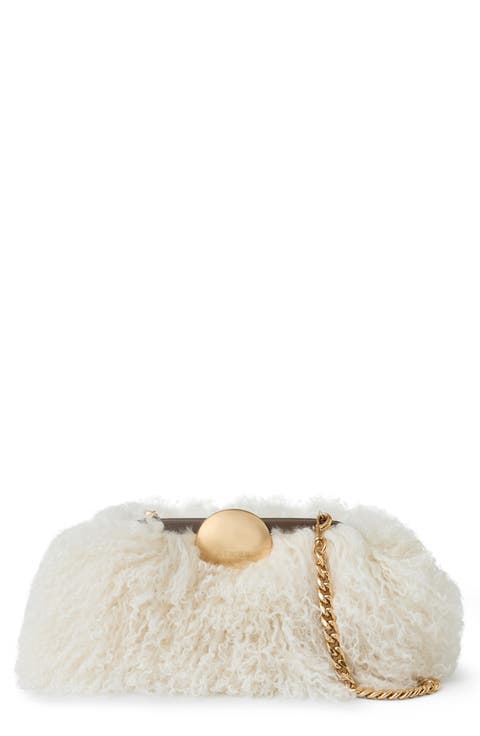 Full Circle Faux Shearling Clutch