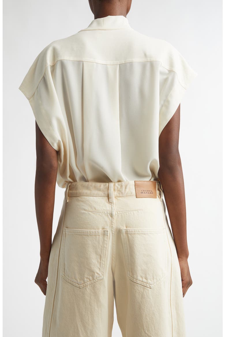 Selene Asymmetric Tie Neck Top, Alternate, color, ECRU