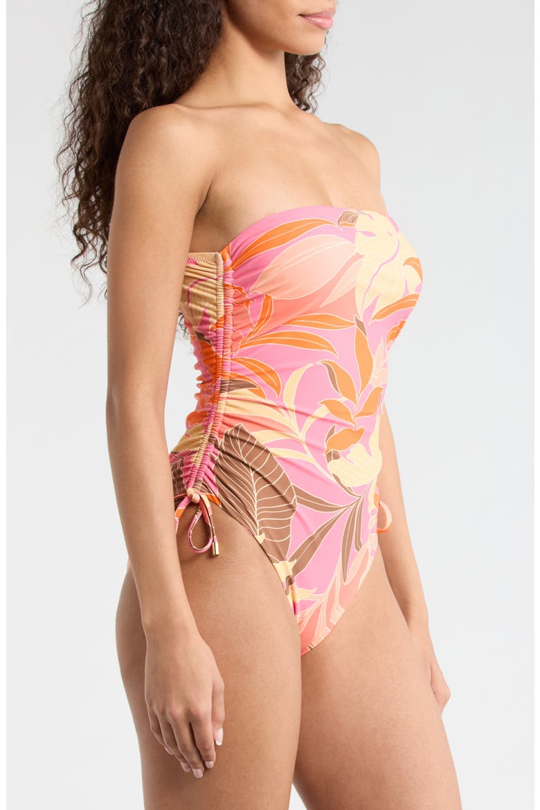 Banded Side Ruched One-Piece Swimsuit, Alternate, color, MULTI