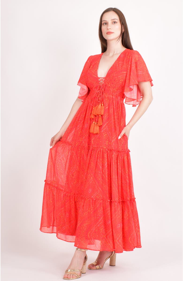 RAAS Lanna Tiered Maxi Dress, Alternate, color, Red
