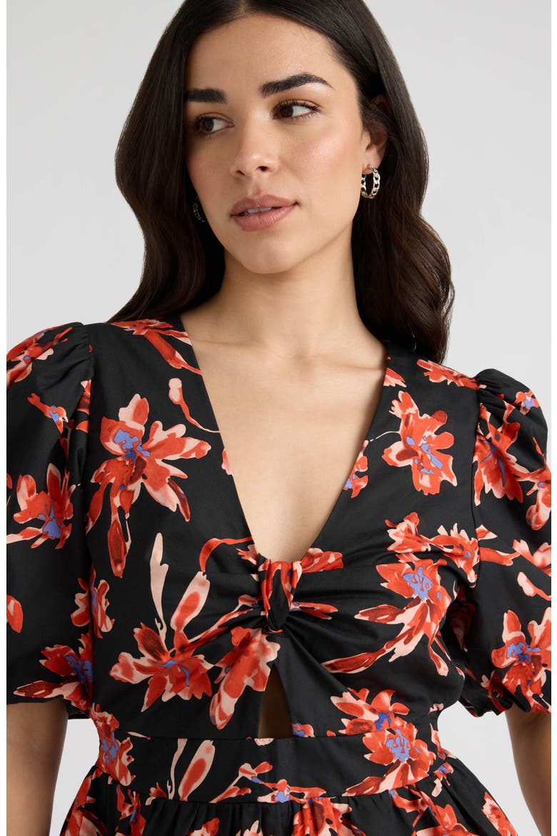 Floral Puff Sleeve Poplin Top, Alternate, color, MIDNIGHT FLORAL