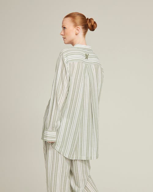 Nudea The Midi Shirt In Sage Stripe