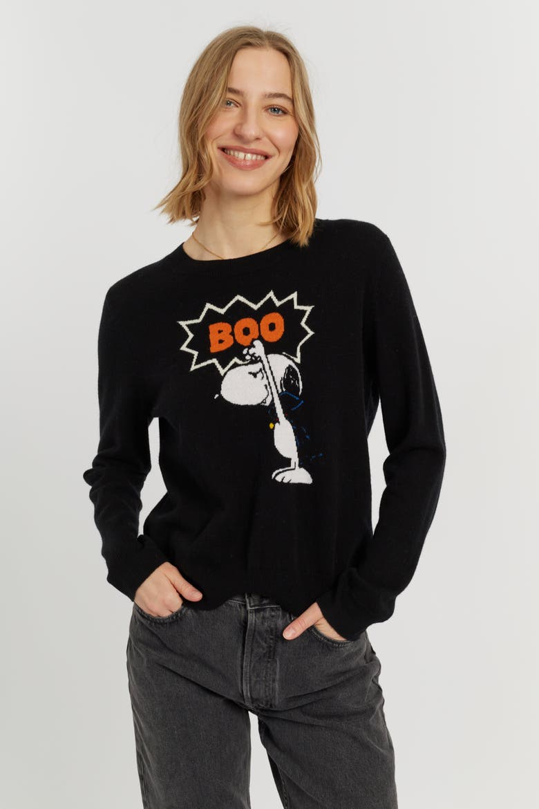 Wool-Cashmere Snoopy Boo Sweater, Alternate, color, Black