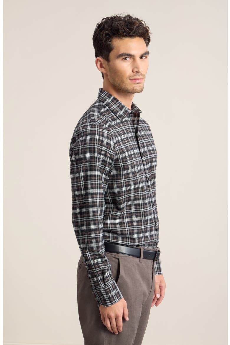 Plaid Cotton & Cashmere Button-Up Shirt, Alternate, color, BLACK VENTI PLAID