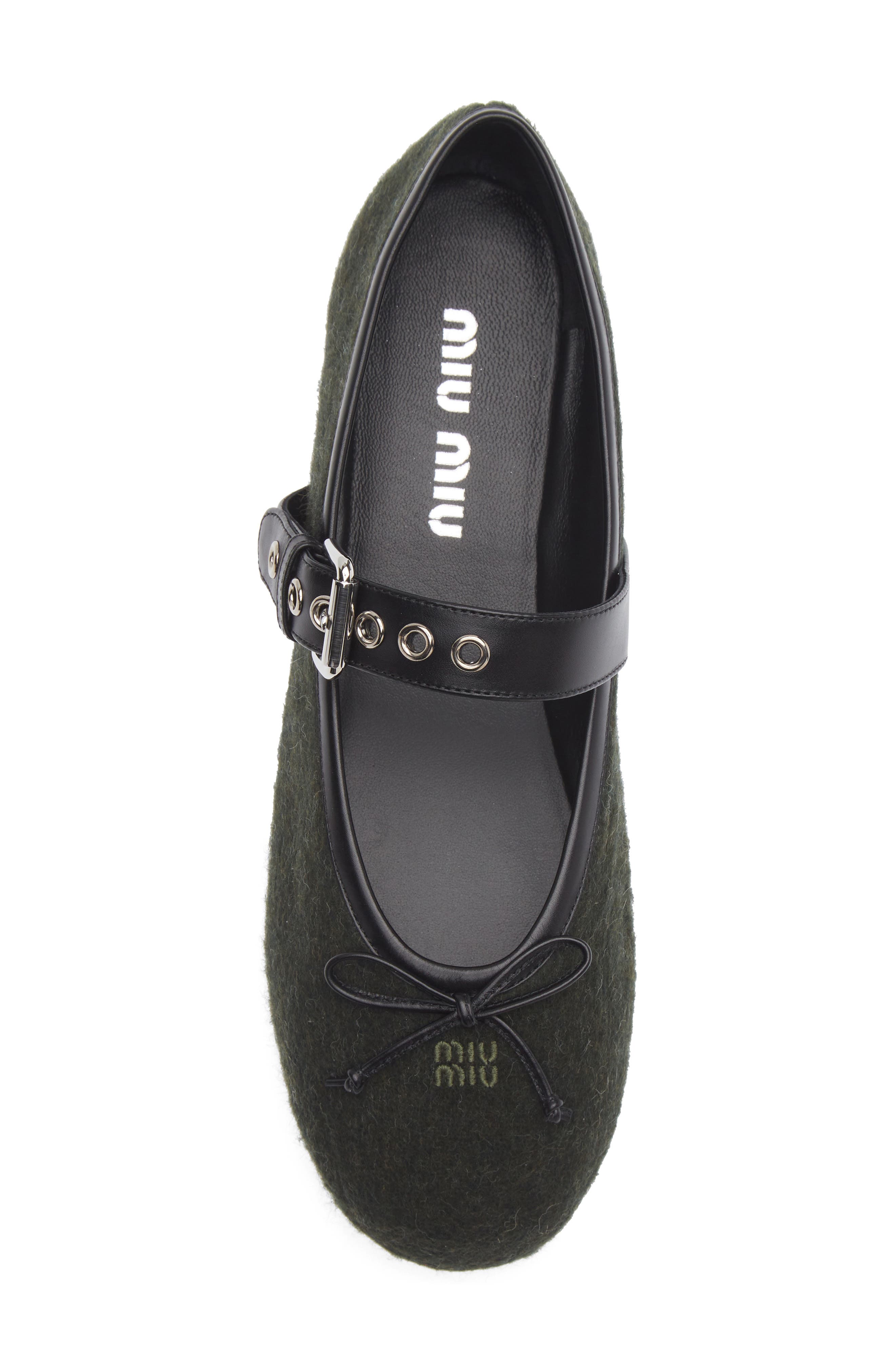 Virgin Wool Flannel Mary Jane Ballet Flat, Alternate, color, LODEN