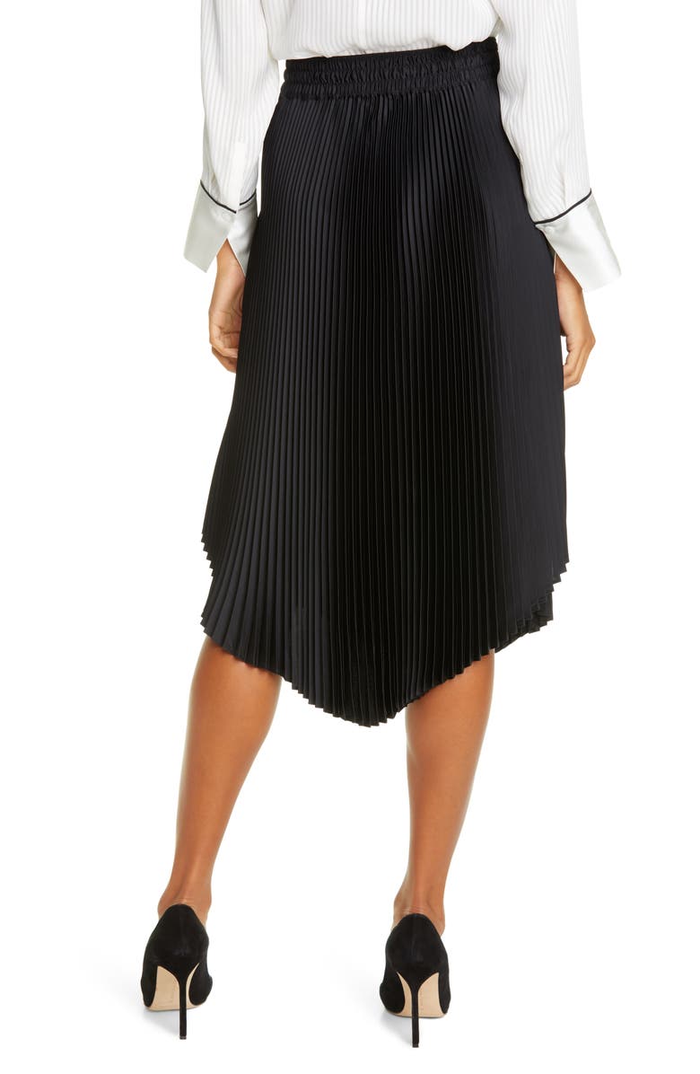 Club Monaco Pleated Scoop Hem Midi Skirt, Alternate, color, 