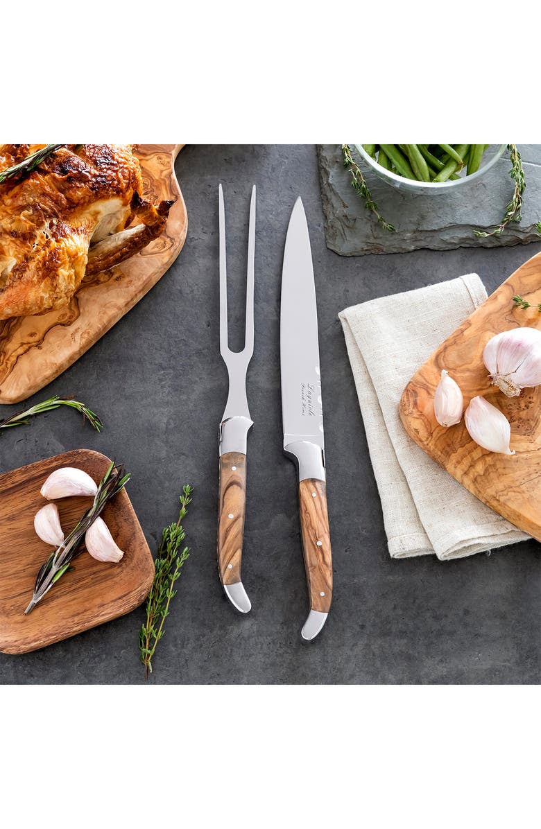 FRENCH HOME Laguiole Olivewood Carving Set, Alternate, color, Olive Wood