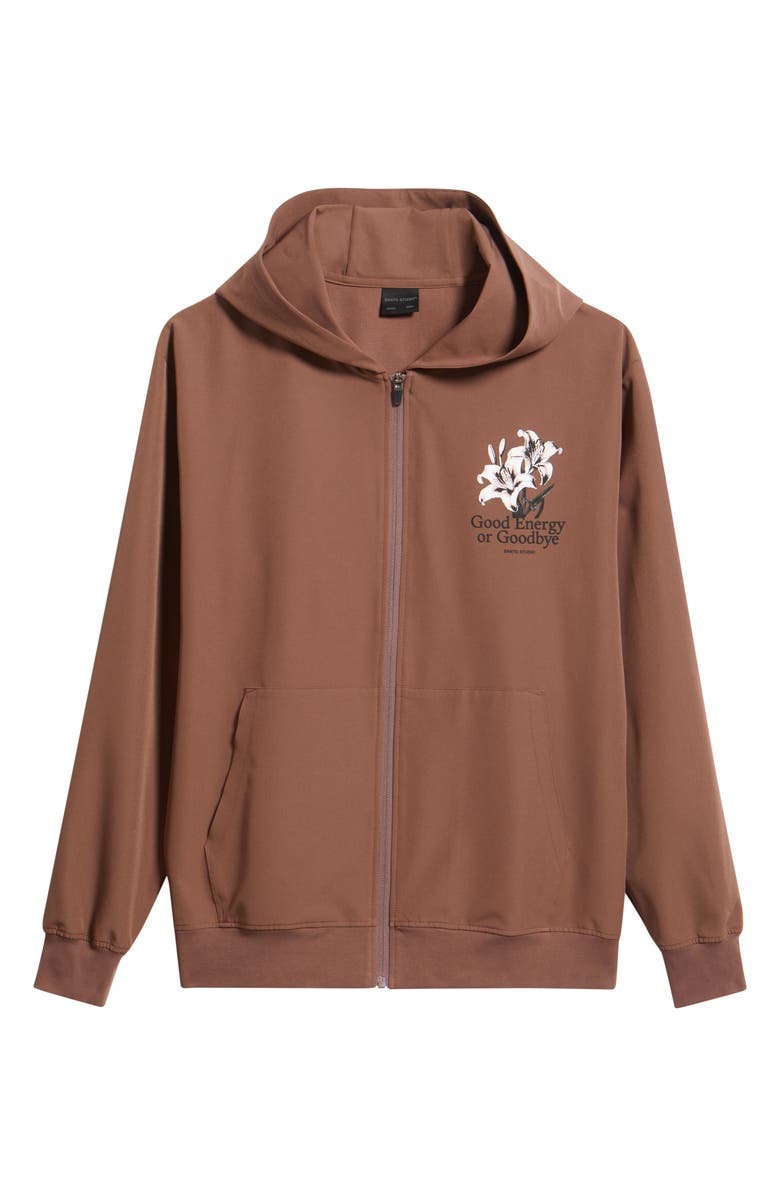 SANTO STUDIO Tempo Good Energy Tech Water Resistant Hooded Jacket, Alternate, color, Holy Brown