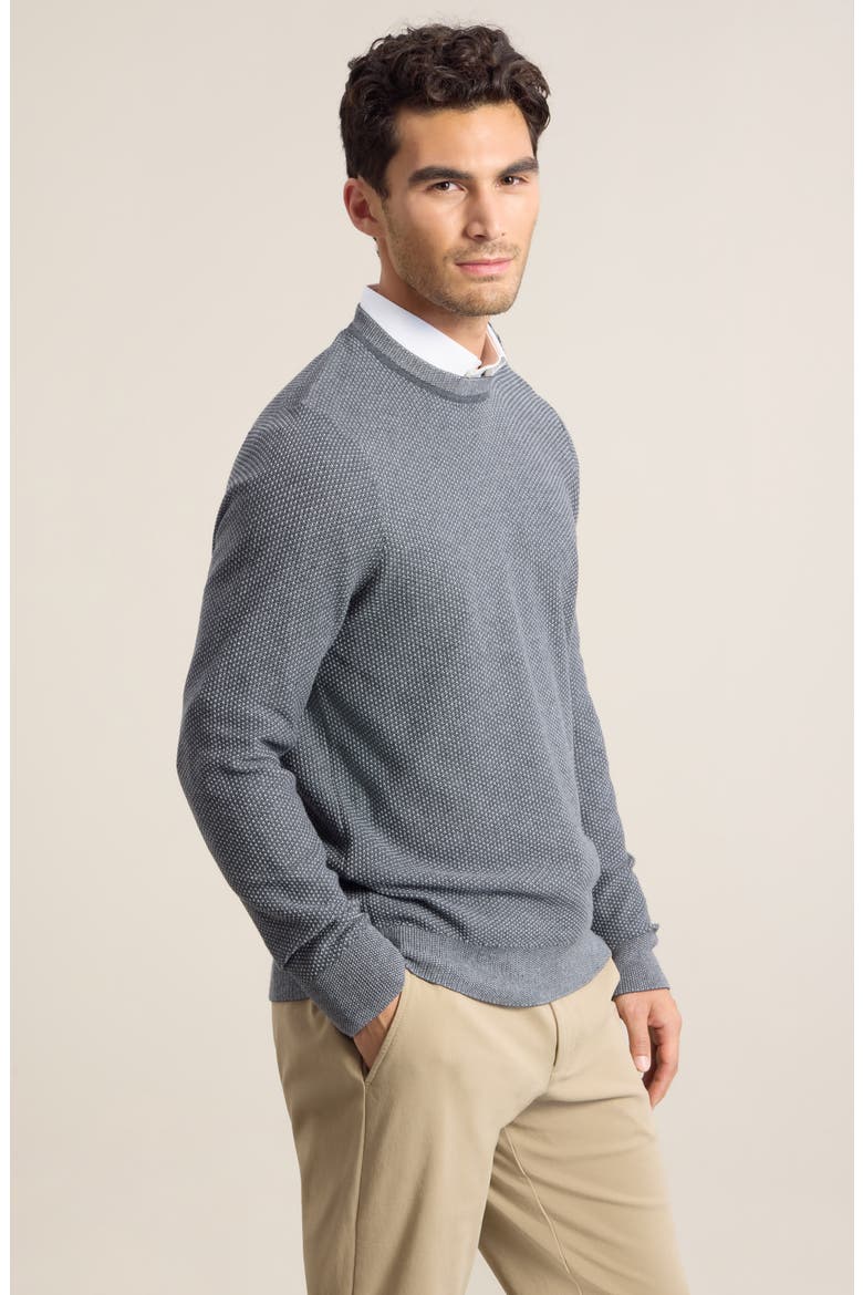 Two Tone Cotton & Cashmere Crewneck Sweater, Alternate, color, COAL- GREY DECEMBER HEATHER
